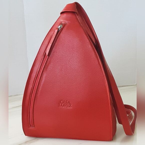 CASA LOPEZ The Cartera Minna Orange Genuine Leather Sling Backpack main image 6